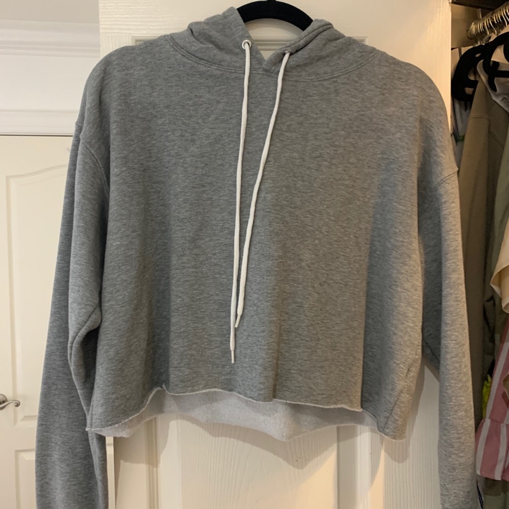 Gray Cropped Hoodie